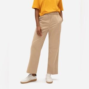 Everlane Tan Elastic Waist Wide Neutral Color Cotton Blend Leg Pants Size 4